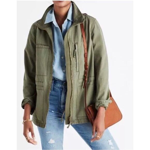 Madewell Womens Size Small Fleet Utility Jacket 100% Cotton Canvas Army Green - Picture 1 of 10